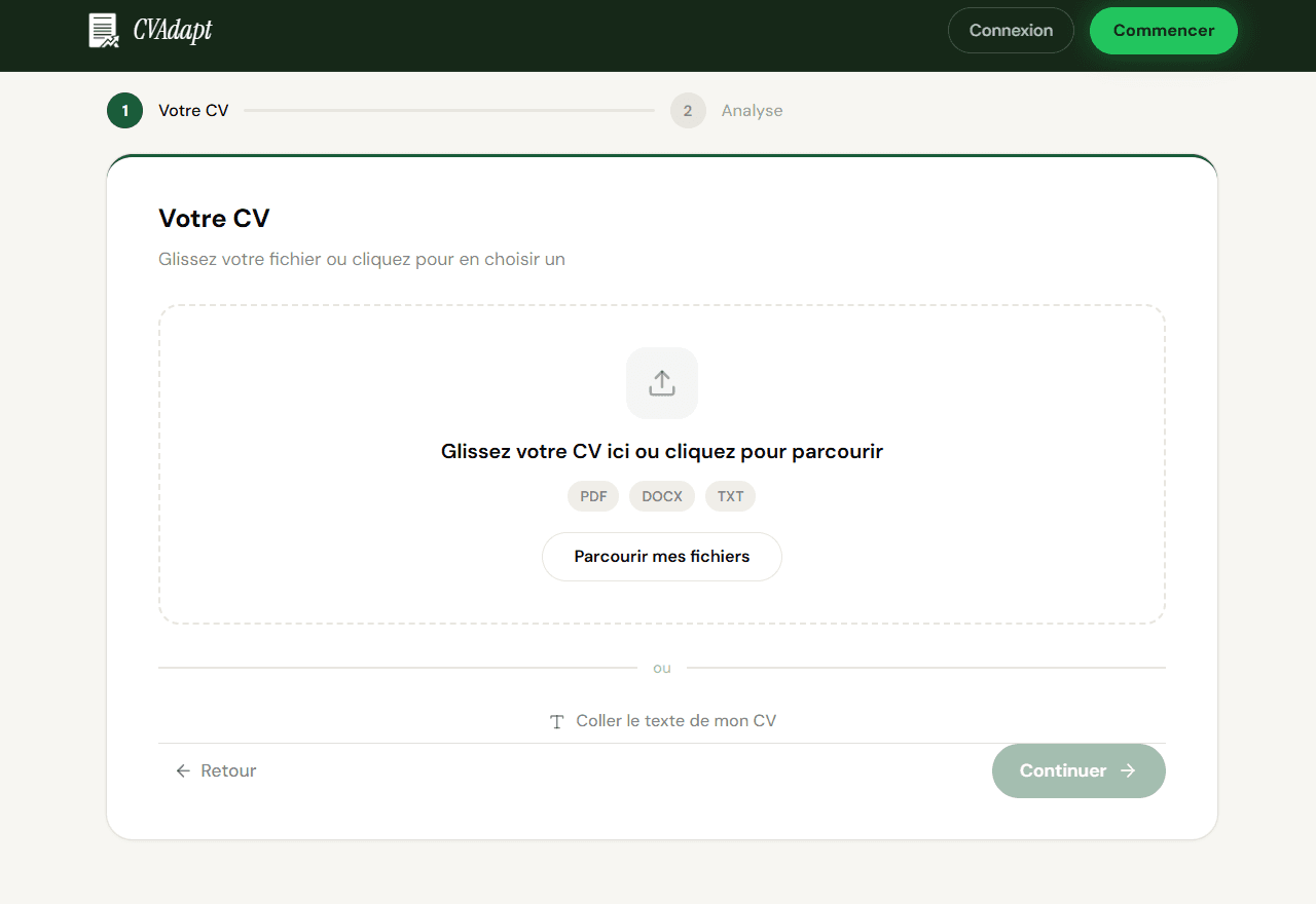 CVAdapt — Optimiser votre score ATS en 60 sec image 2