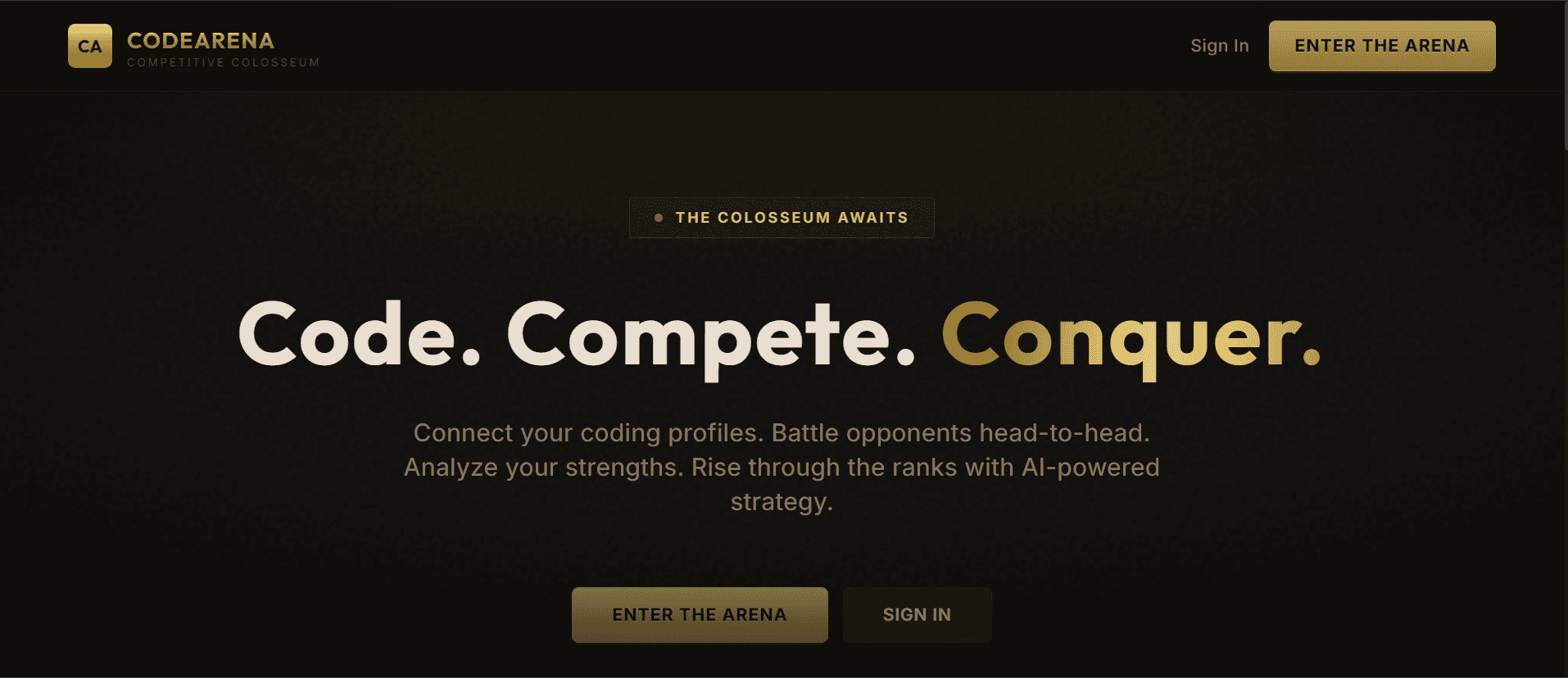 CodeArena — Enter the Colosseum of Code image 1