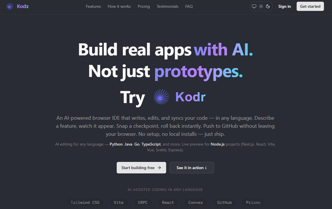 Kodr — AI-Powered Browser IDE image 1