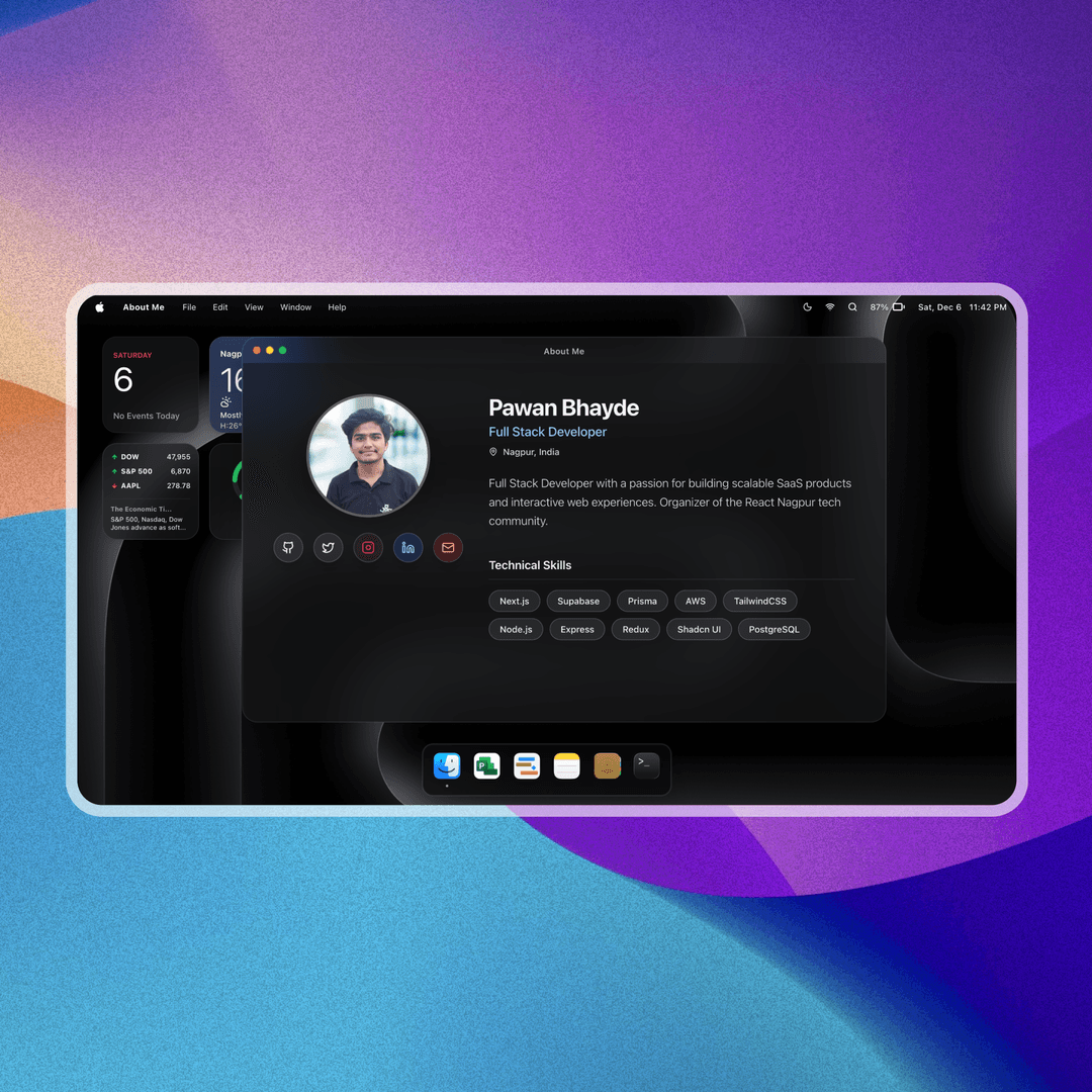 Pawan Bhayde - macOS 26 Portfolio