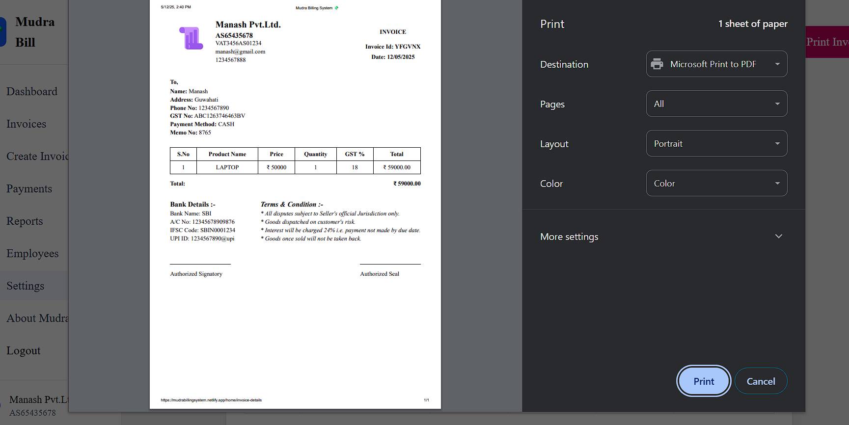 Mudra Billing System - GST Invoice Generator image 4
