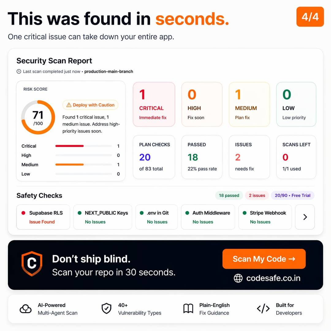 CodeSafe — Security Scanner for Founders image 4