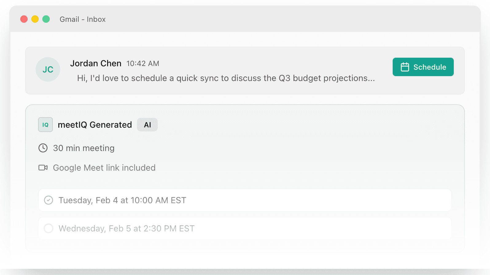 meetIQ — AI-First Meeting Scheduling image 2