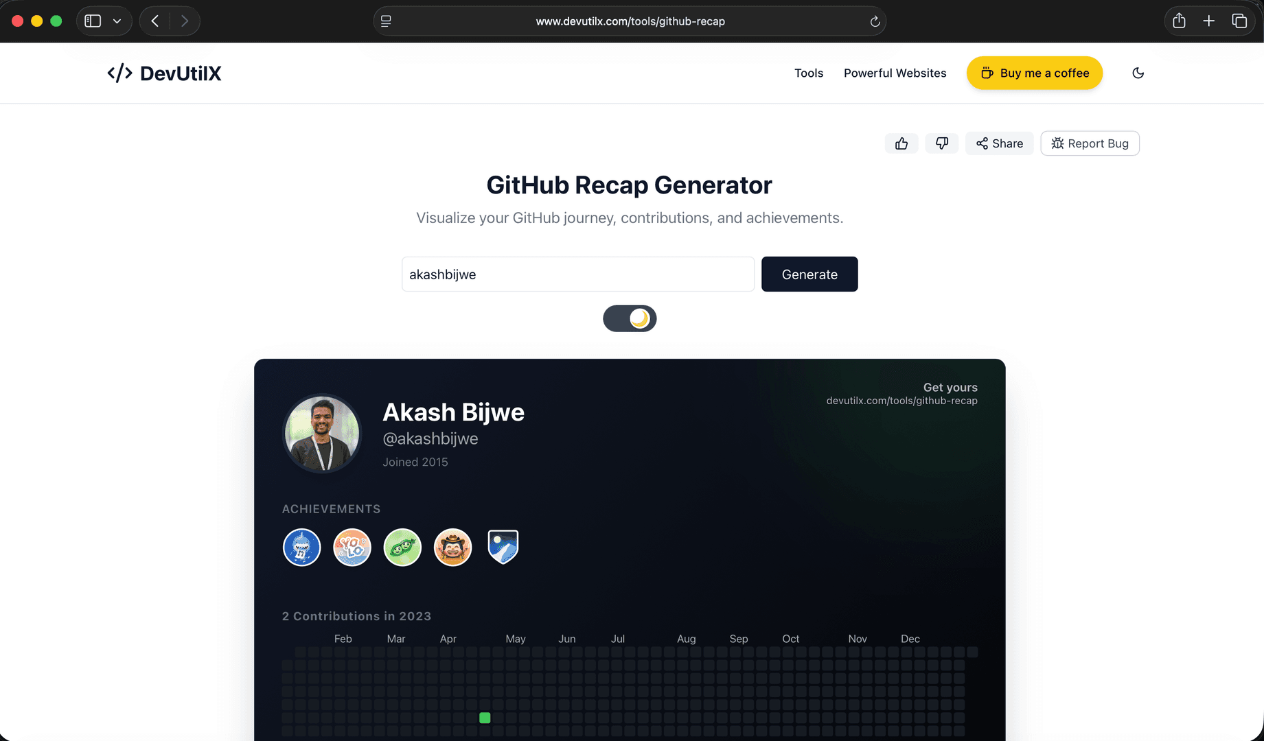 GitHub Recap Generator — Visualize Your Code image 3