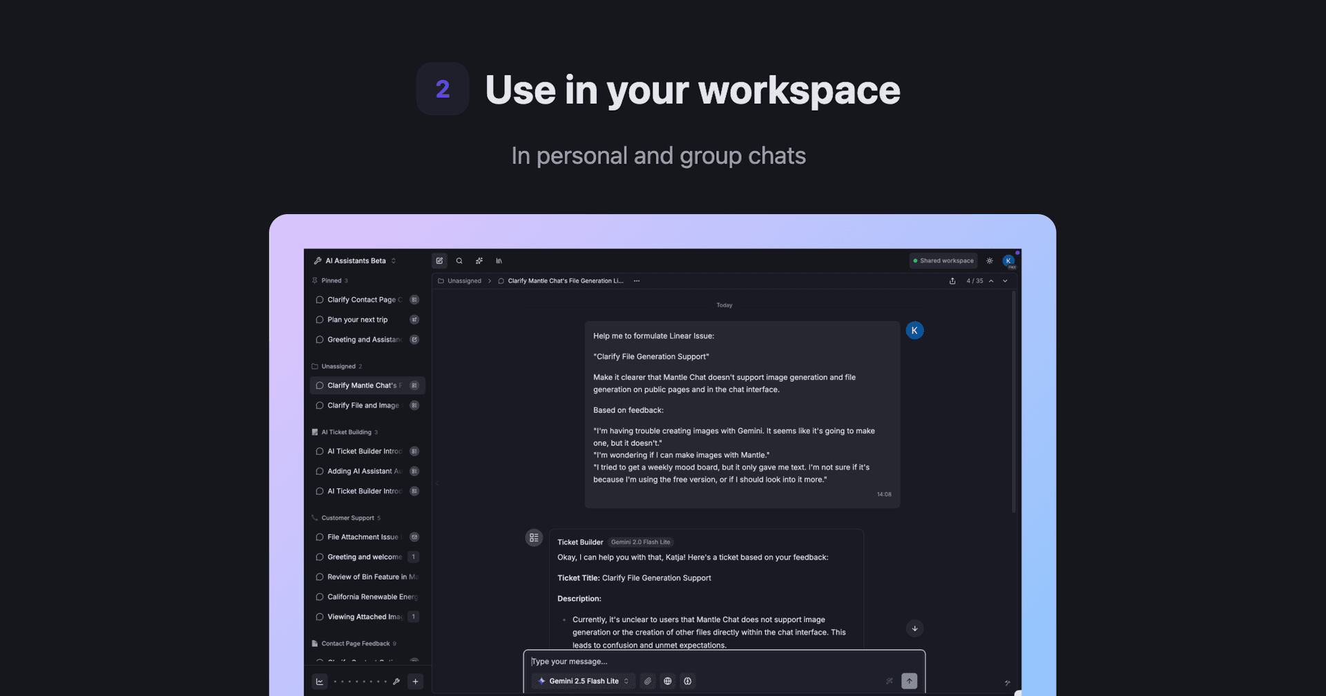 AI Assistants Library in Mantle Chat image 3