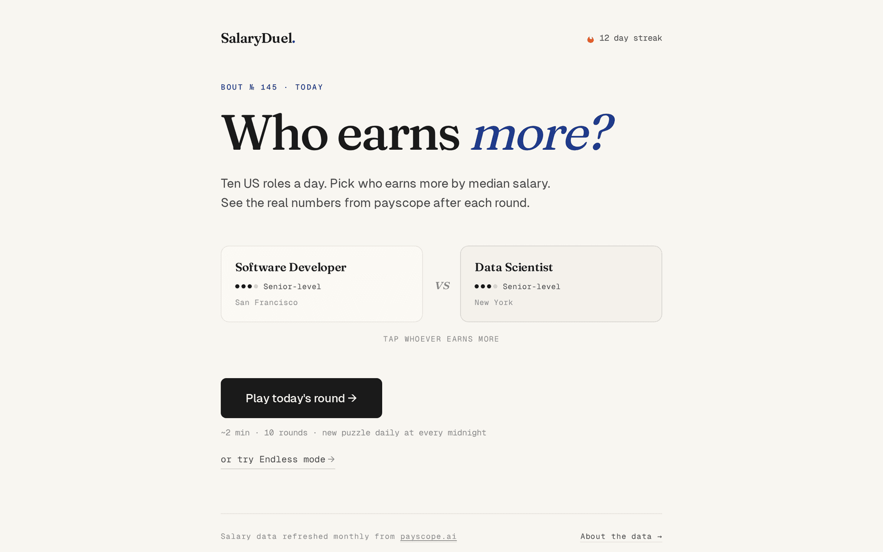 SalaryDuel · A daily salary game image 2