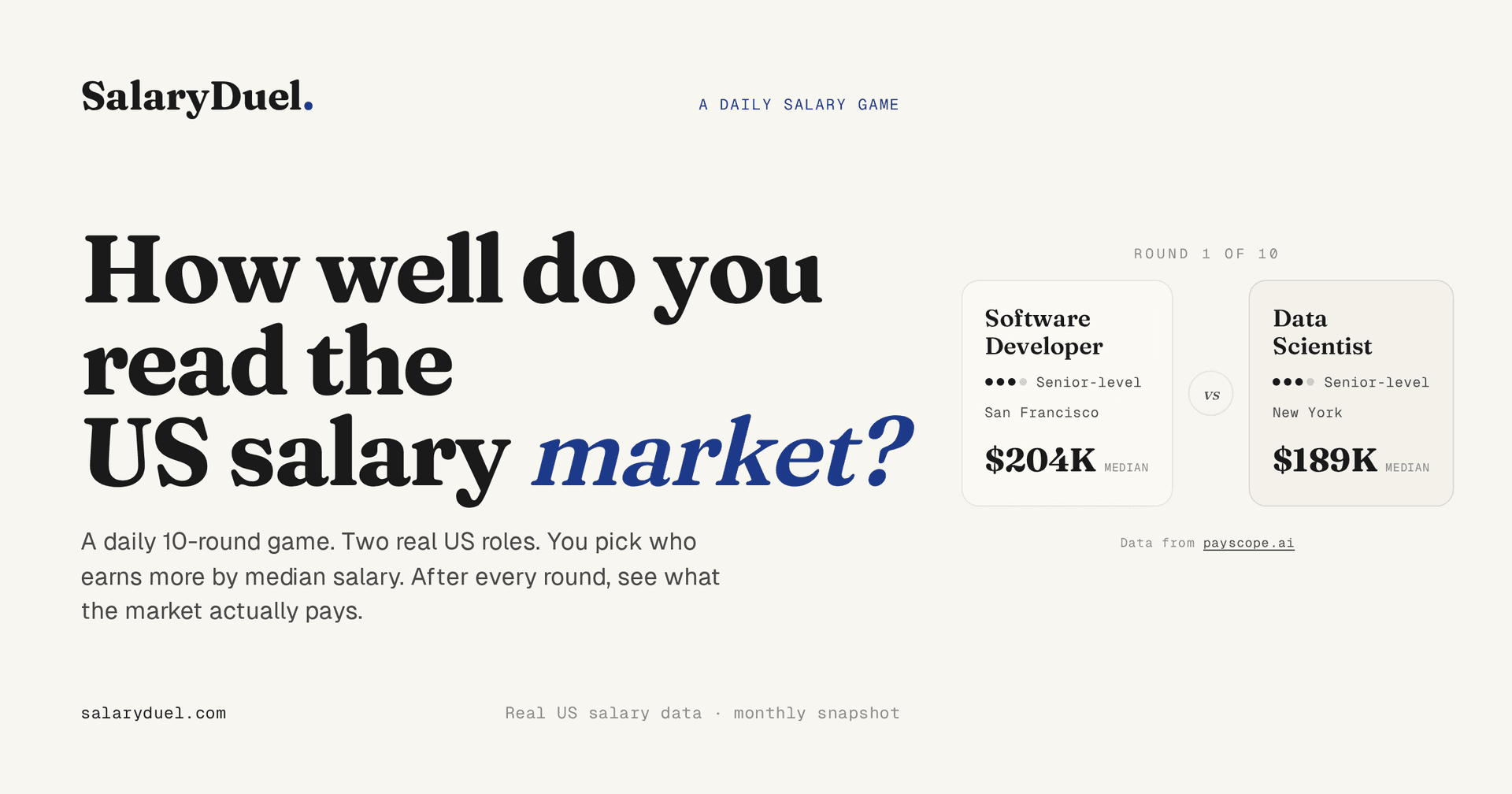 SalaryDuel · A daily salary game image 1