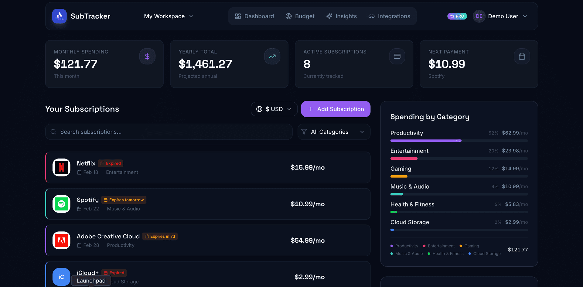 SubTracker - AI Insights, Track Subscriptions image 1