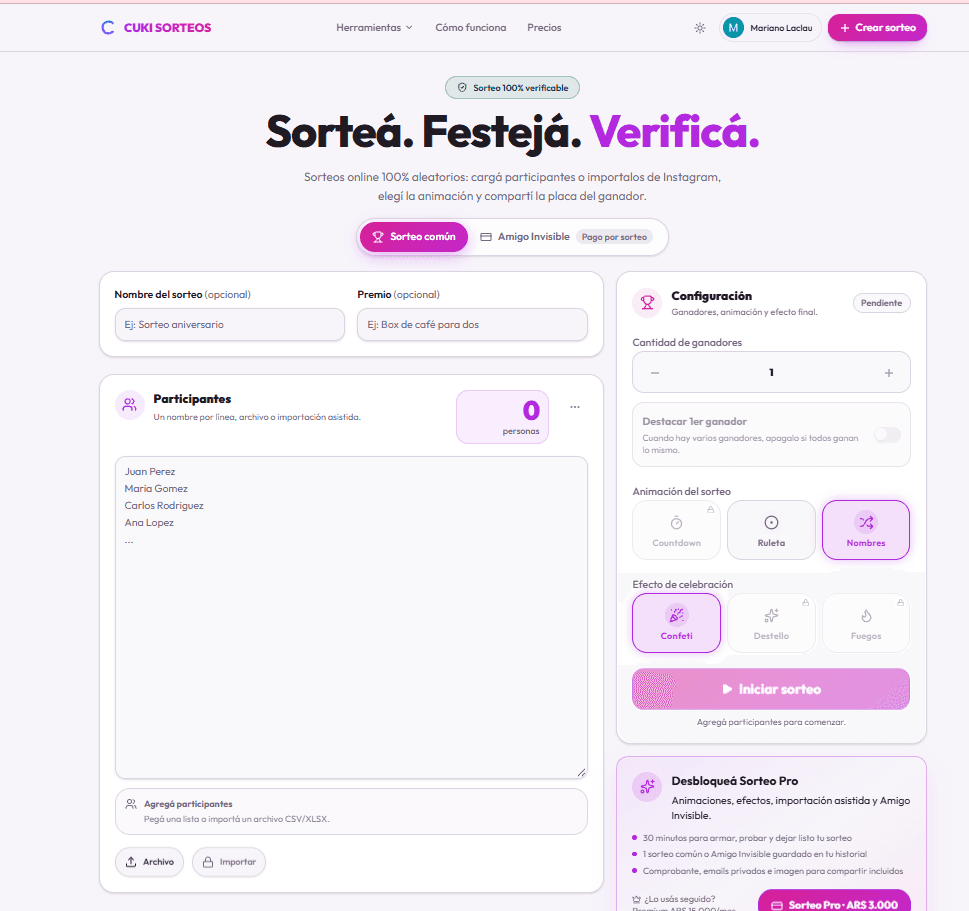 Cuki Sorteos — Plataforma SaaS de sorteos onl image 2