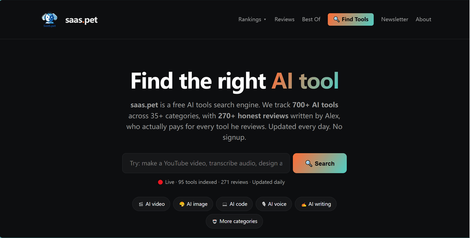 saas.pet — The AI Tools Search Engine image 1