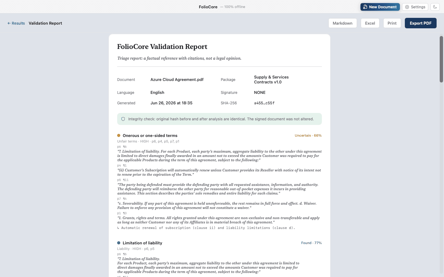 FolioCore: Offline AI Contract Analysis image 5