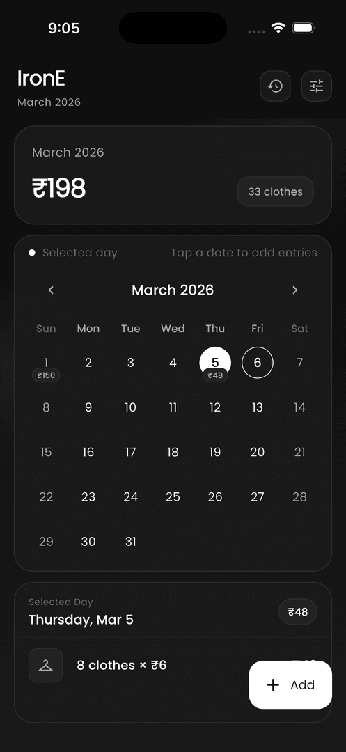 IronE | Ironing Expense Tracker image 2