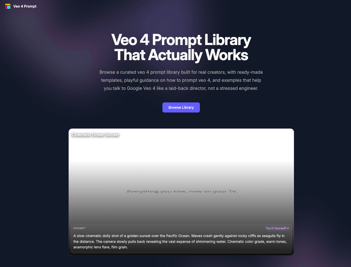 Veo 4 Prompt Library & Examples image 1
