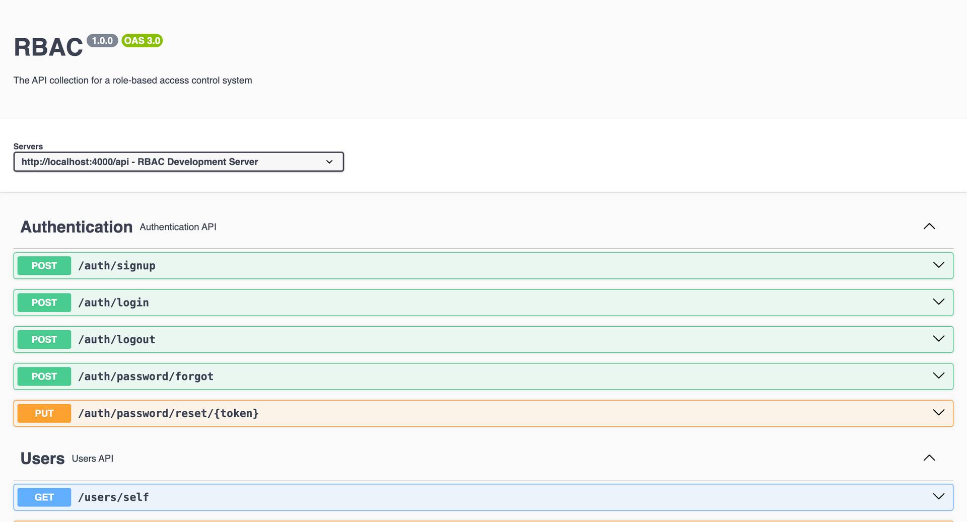 Role-based access control API