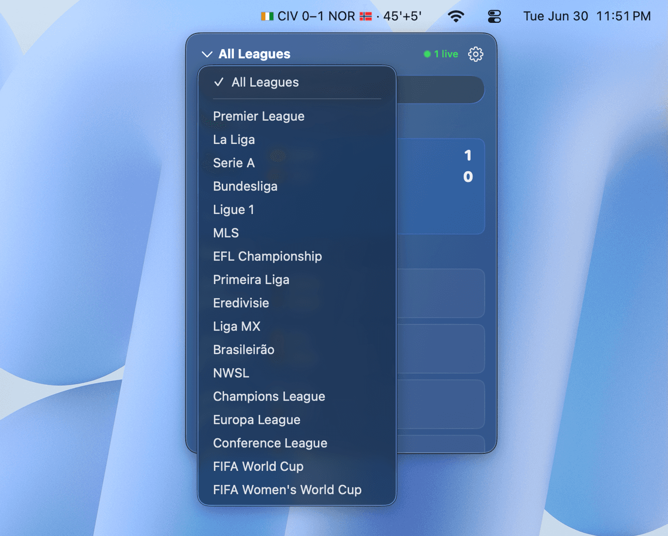 StatBar. Live scores in your menu bar image 3