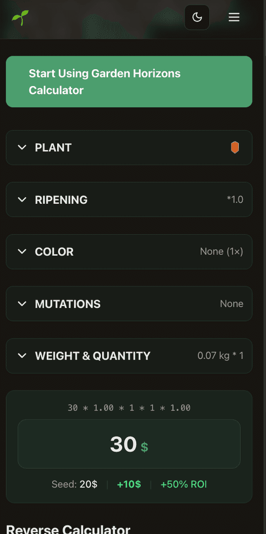 Garden Horizons Calculator image 3