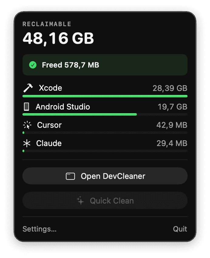 DevCleaner - Reclaim GBs from Mac Dev Tools image 5