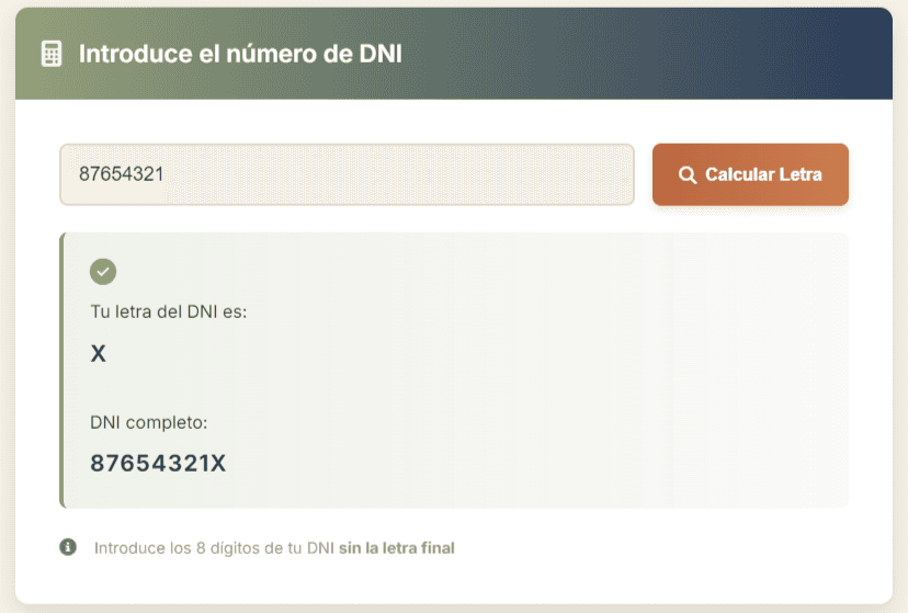 Calcular Letra DNI image 2