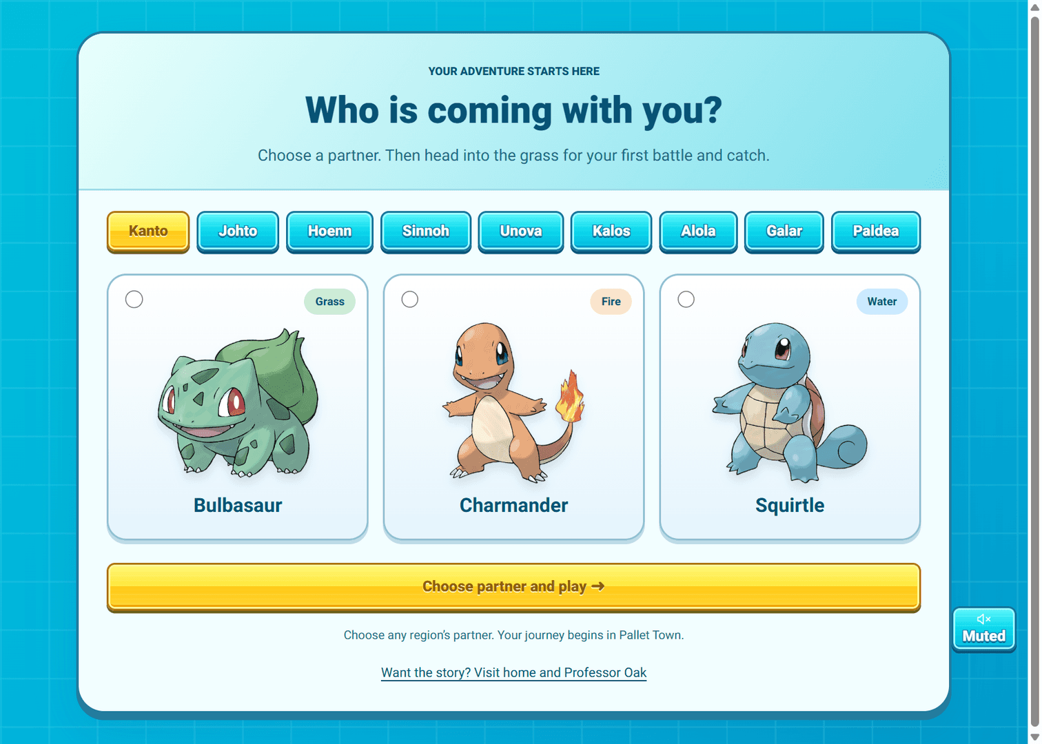 Pokemon World first partner selection