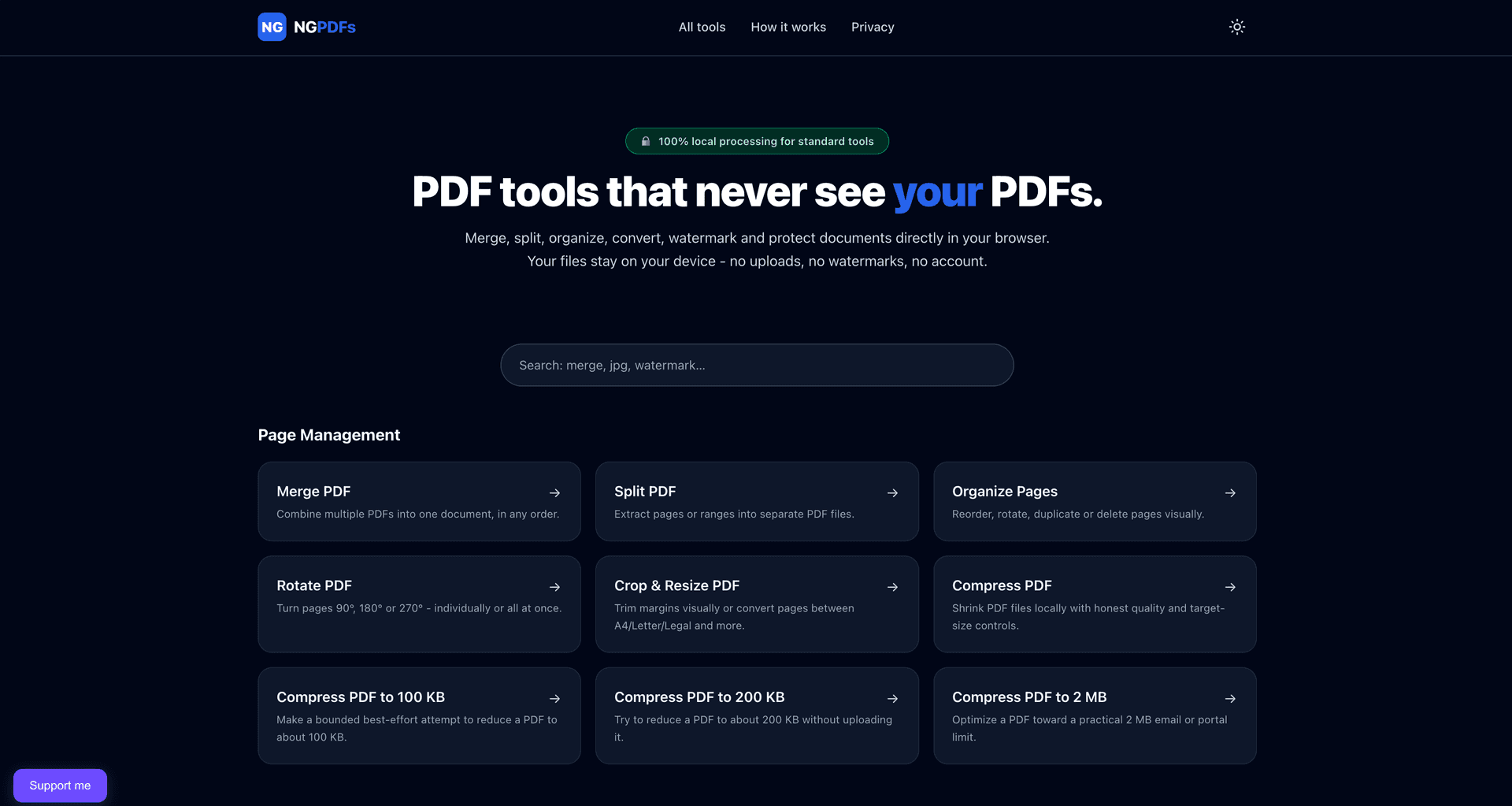 NGPDFs - PDF tools that never see your PDFs image 1
