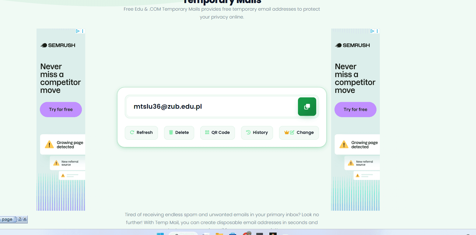 Temp Mail | Free Edu & .COM Temporary Mails image 1