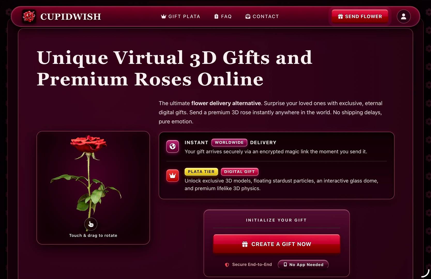 Unique Virtual 3D Gifts and Roses | CupidWish image 1