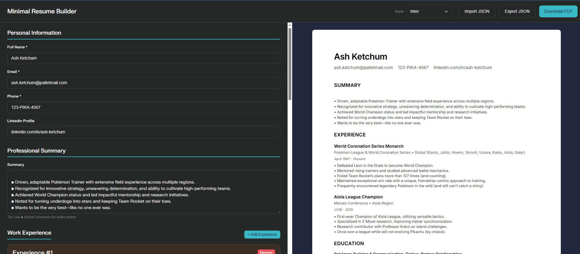 Minimal LinkedIn-Style Resume Builder image 2