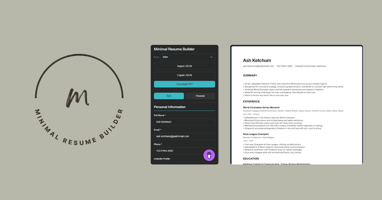 Minimal LinkedIn-Style Resume Builder image 1