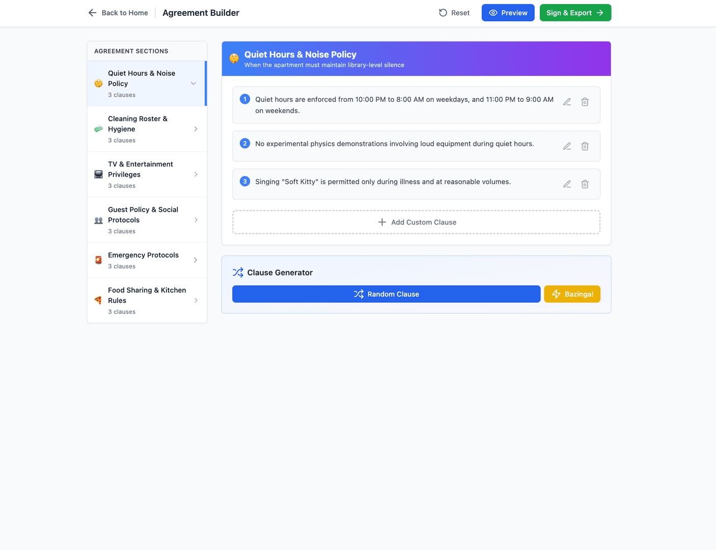 Roommate Agreement Builder image 2