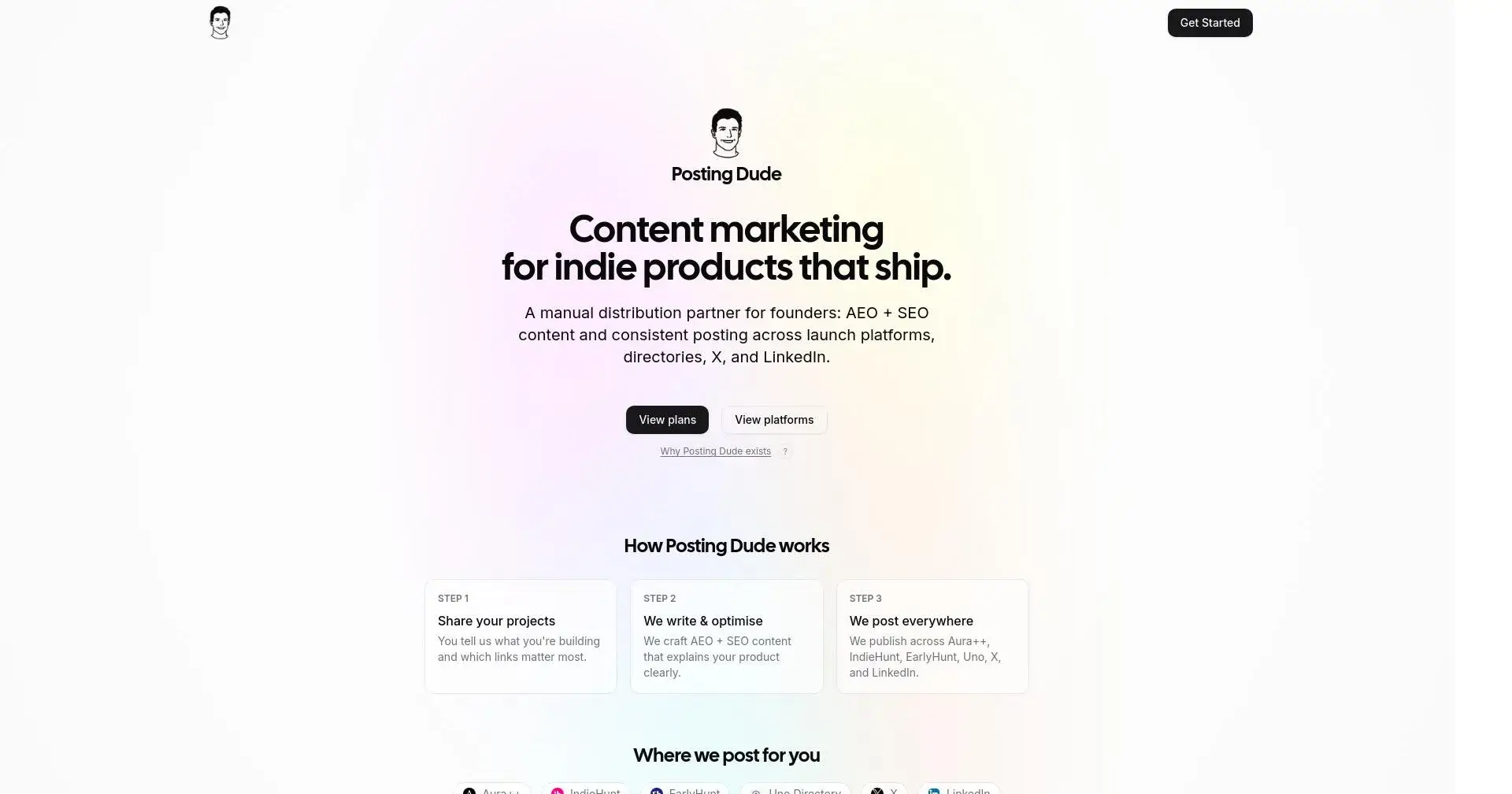 Posting Dude: The Done-For-You Content Marketing Service Built for Indie Founders