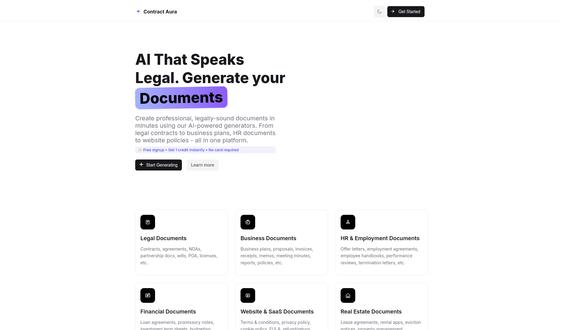 Contract Aura - AI-Powered Legal Generation image 1