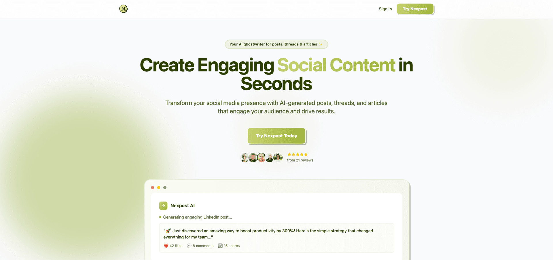 Nexpost AI Ghostwriter for Social Media image 2