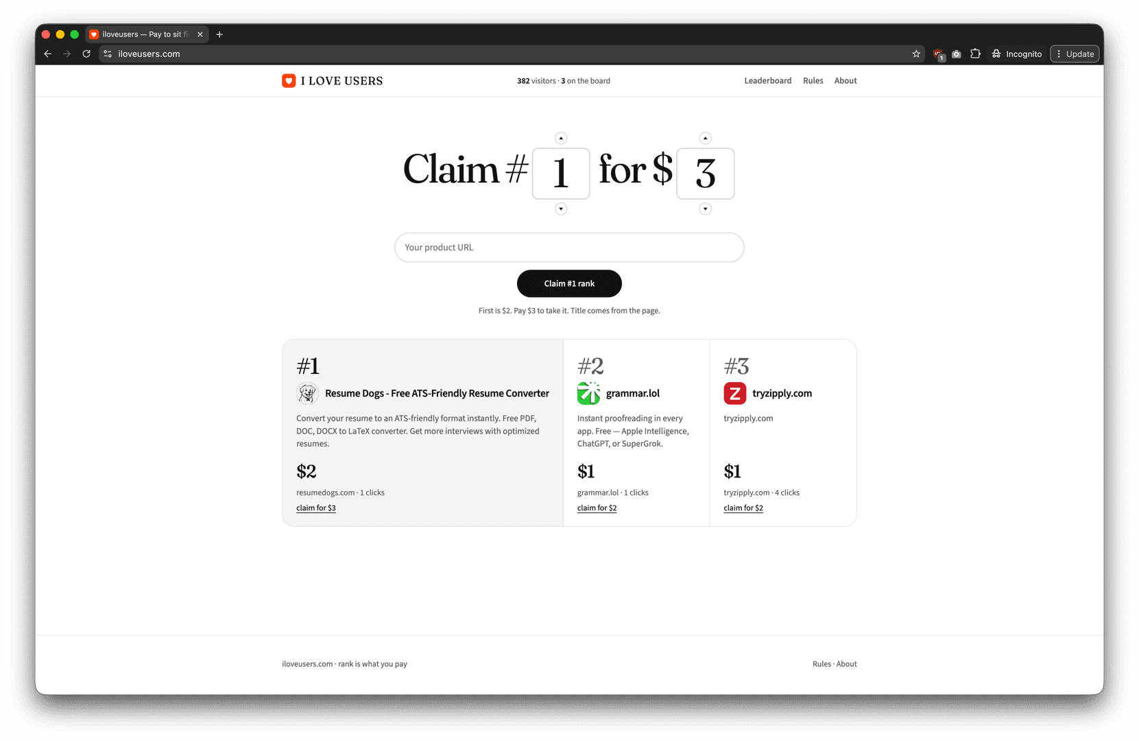 iloveusers — Pay to sit first image 1
