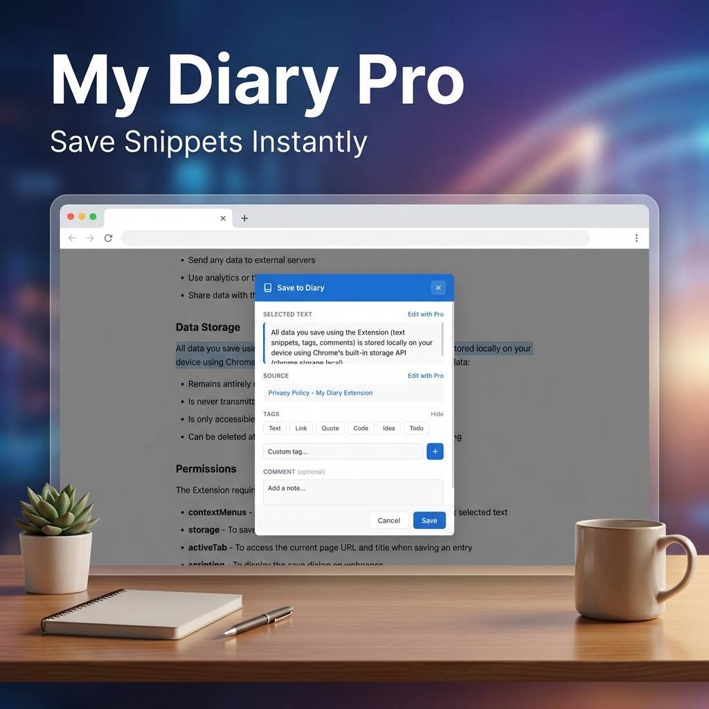 My Diary - Chrome Extension image 1