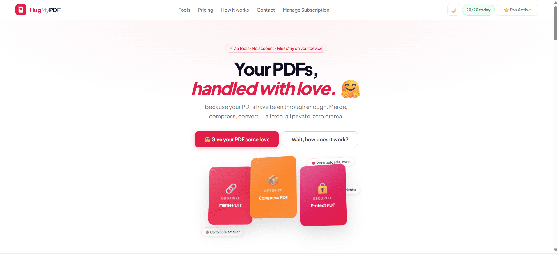 HugMyPDF — Files Never Leave Your Browser image 1