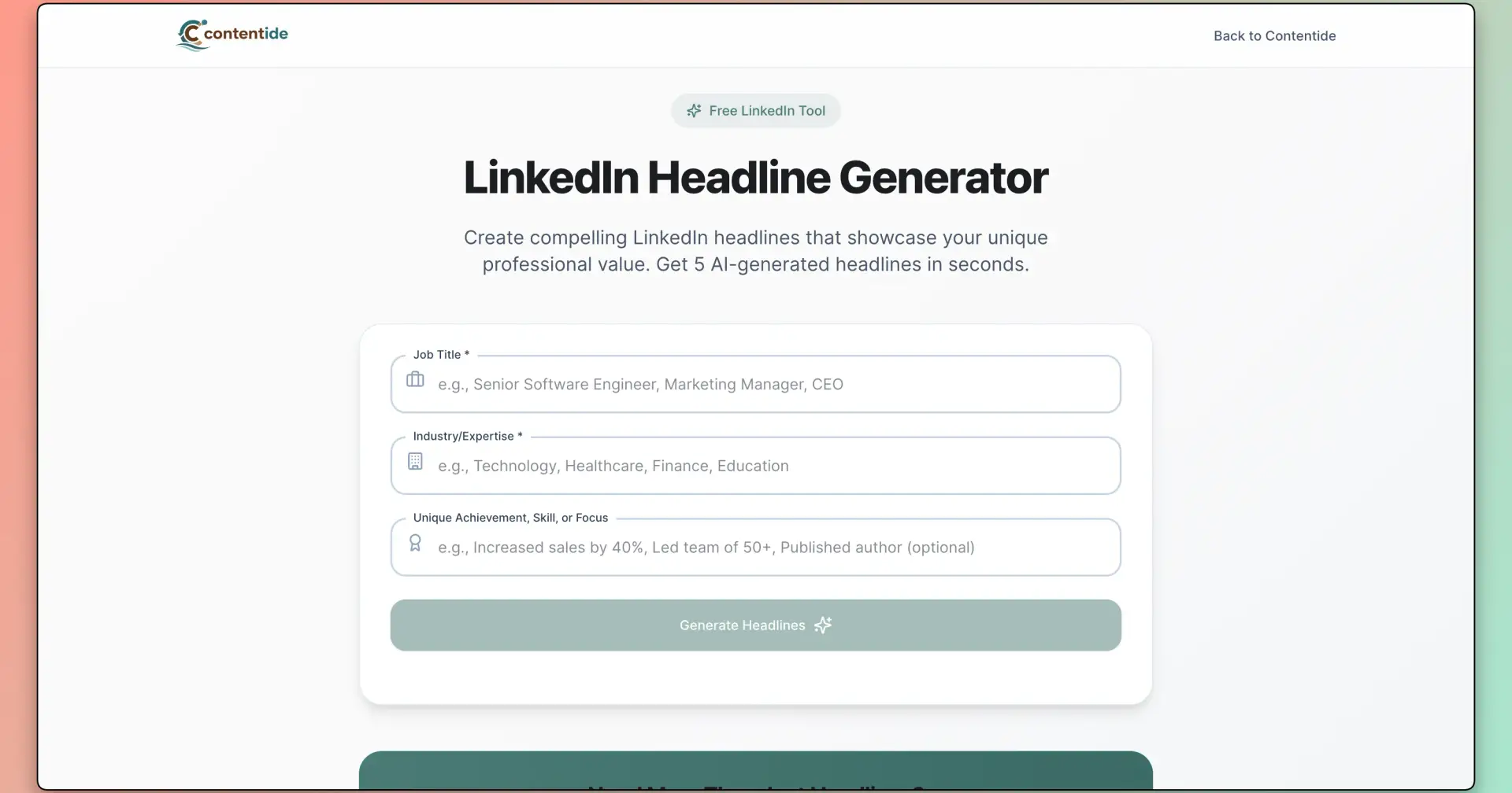 Stop Blending In: Introducing the FREE Contentide LinkedIn Headline Generator
