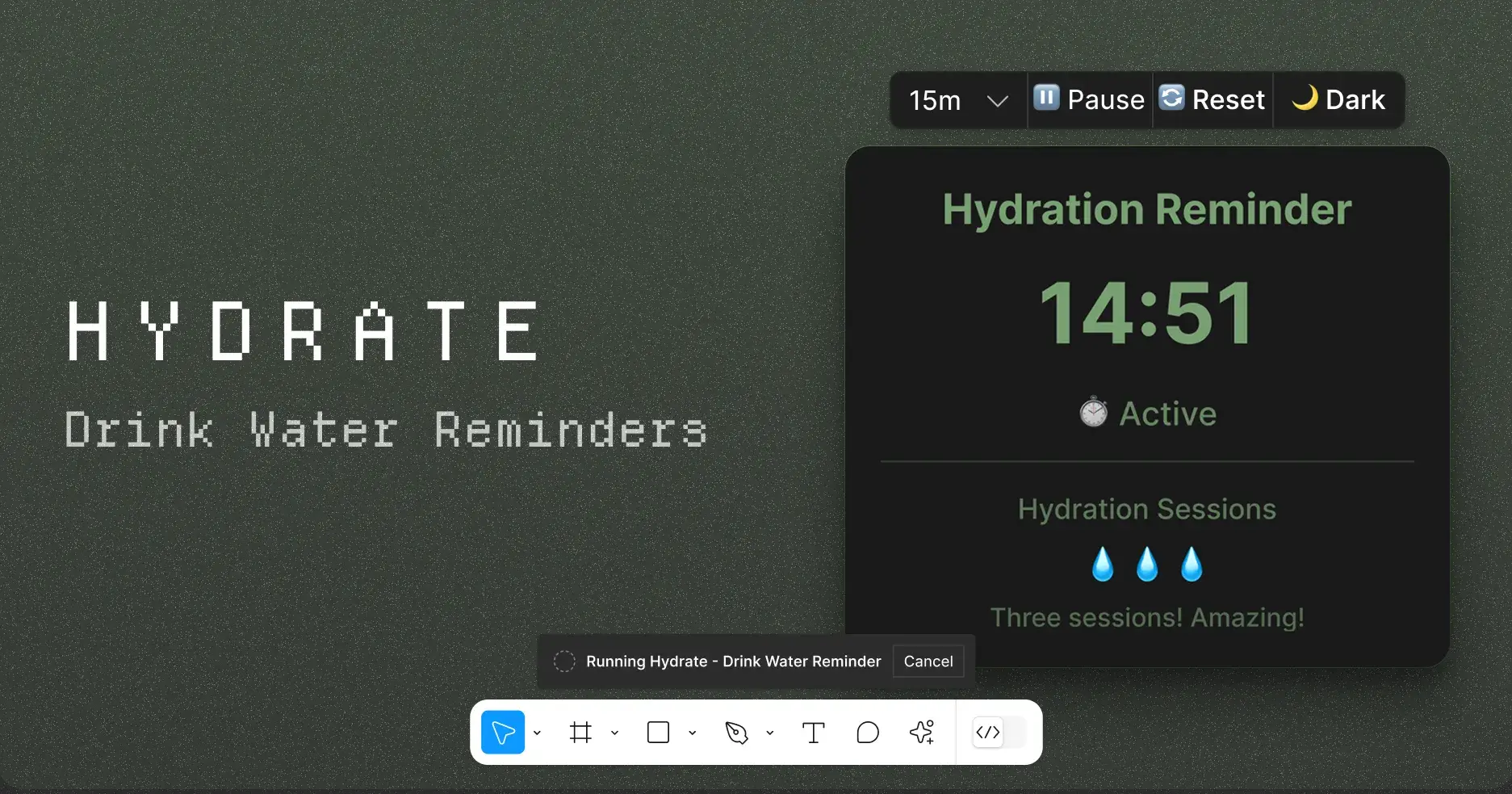 💧 Hydrate – The Figma Widget Helping Designers Remember to Drink Water