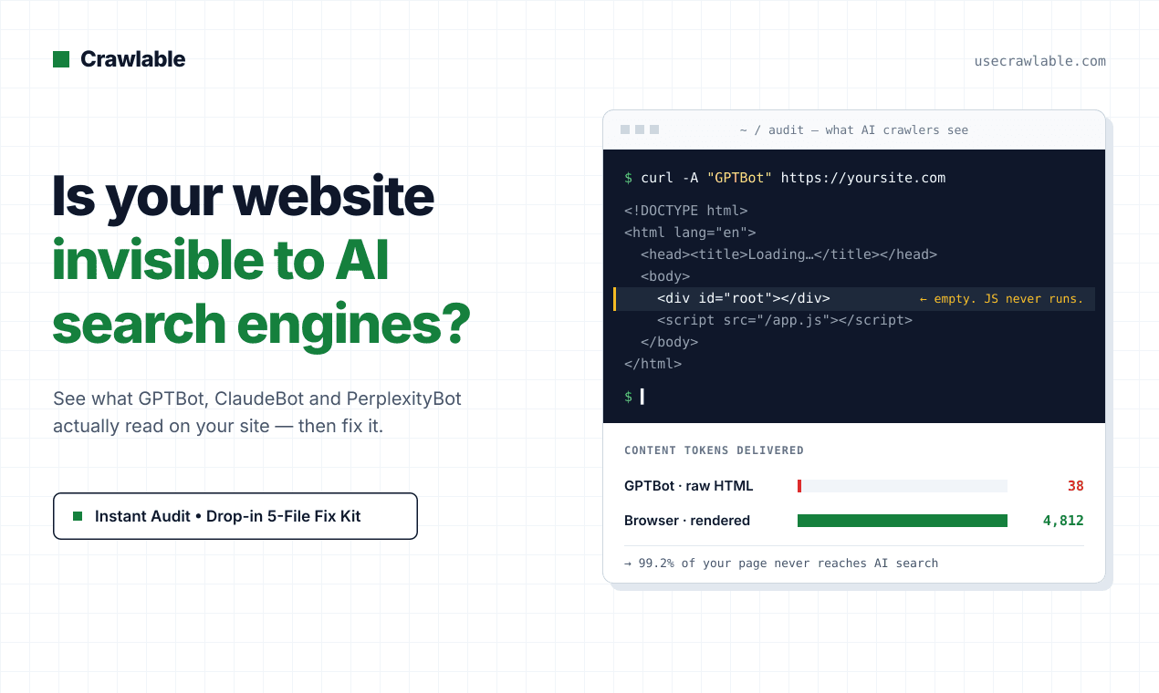 Crawlable | Instant AI Search Visibility image 1