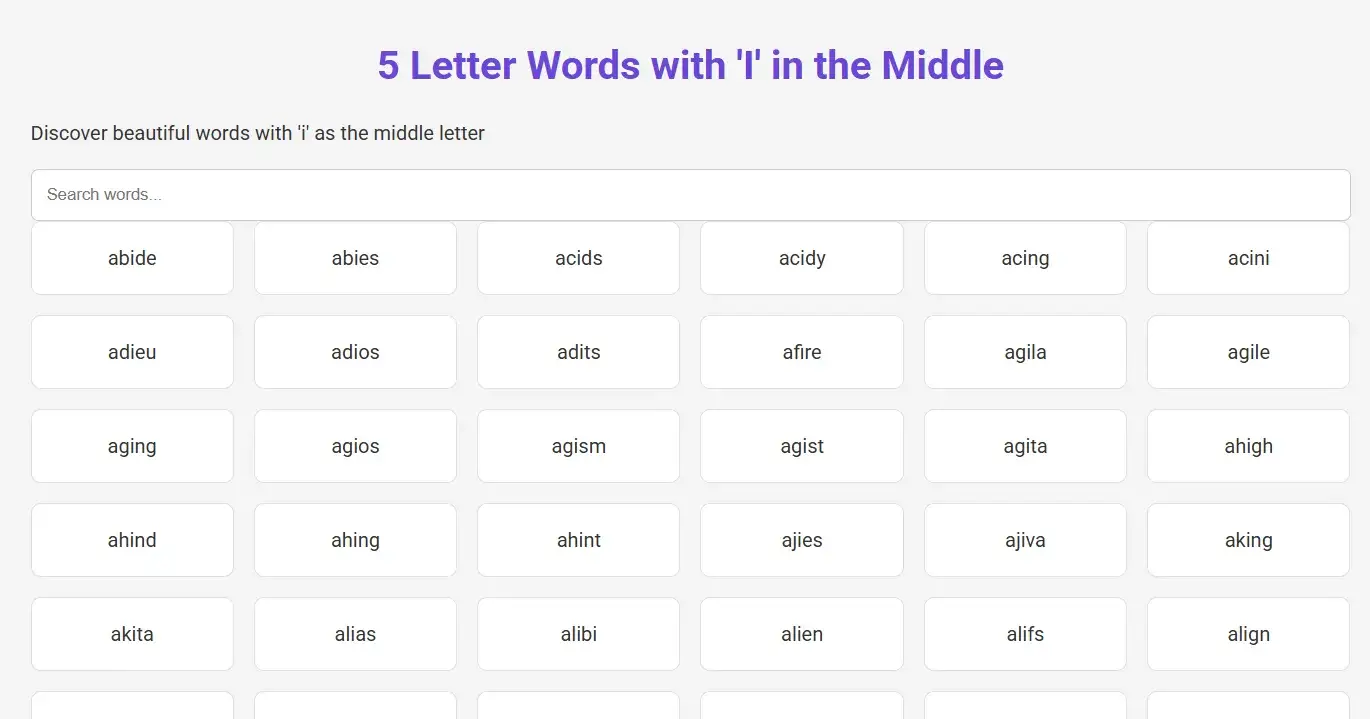 Discover Words with 'I' in the Middle