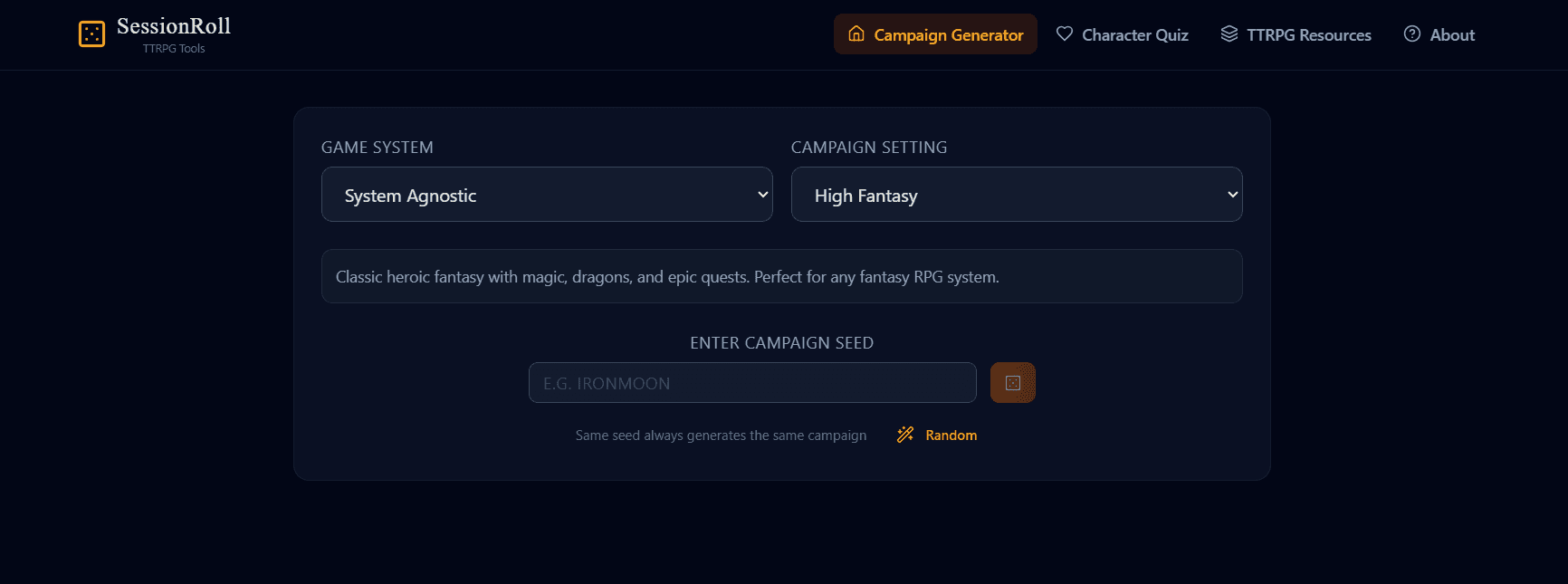 SessionRoll - TTRPG Campaign Generator image 1