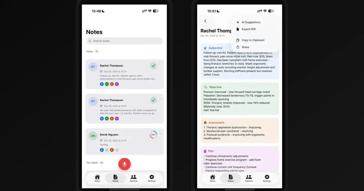 I built an AI scribe for chiropractors (and it's saving them 2+ hours daily)