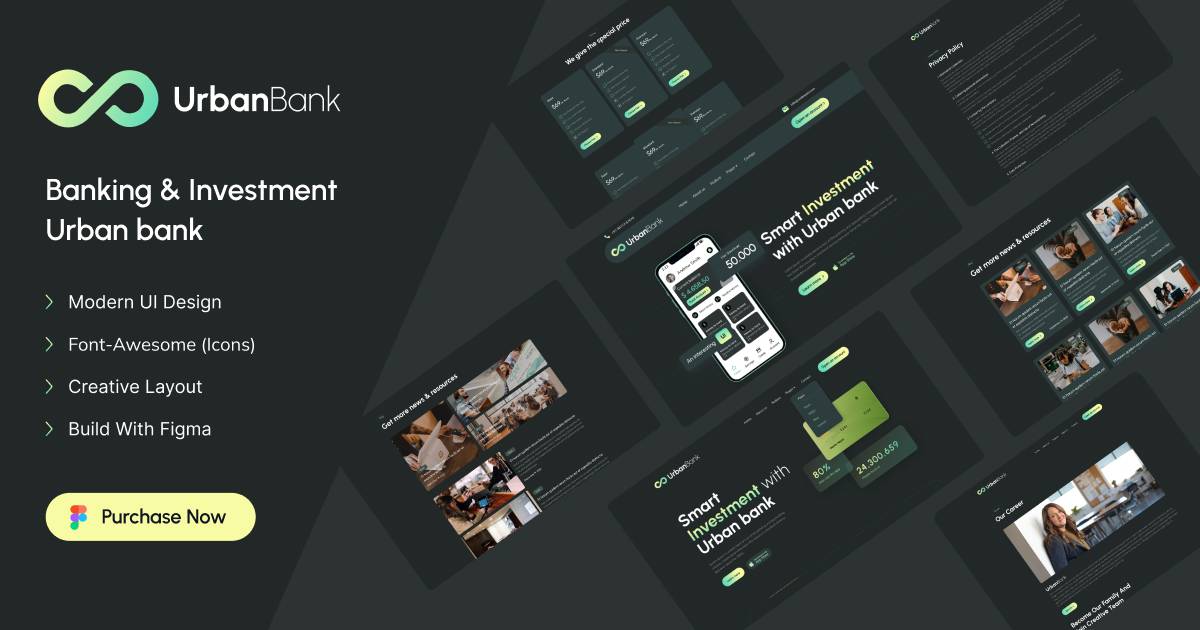 Urban Bank : Best Figma template for Bank Website