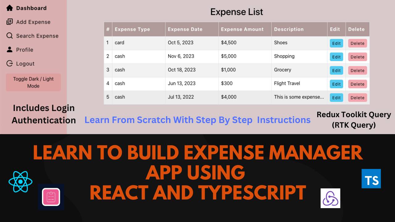 Build Expense Manager App Using React And TypeScript