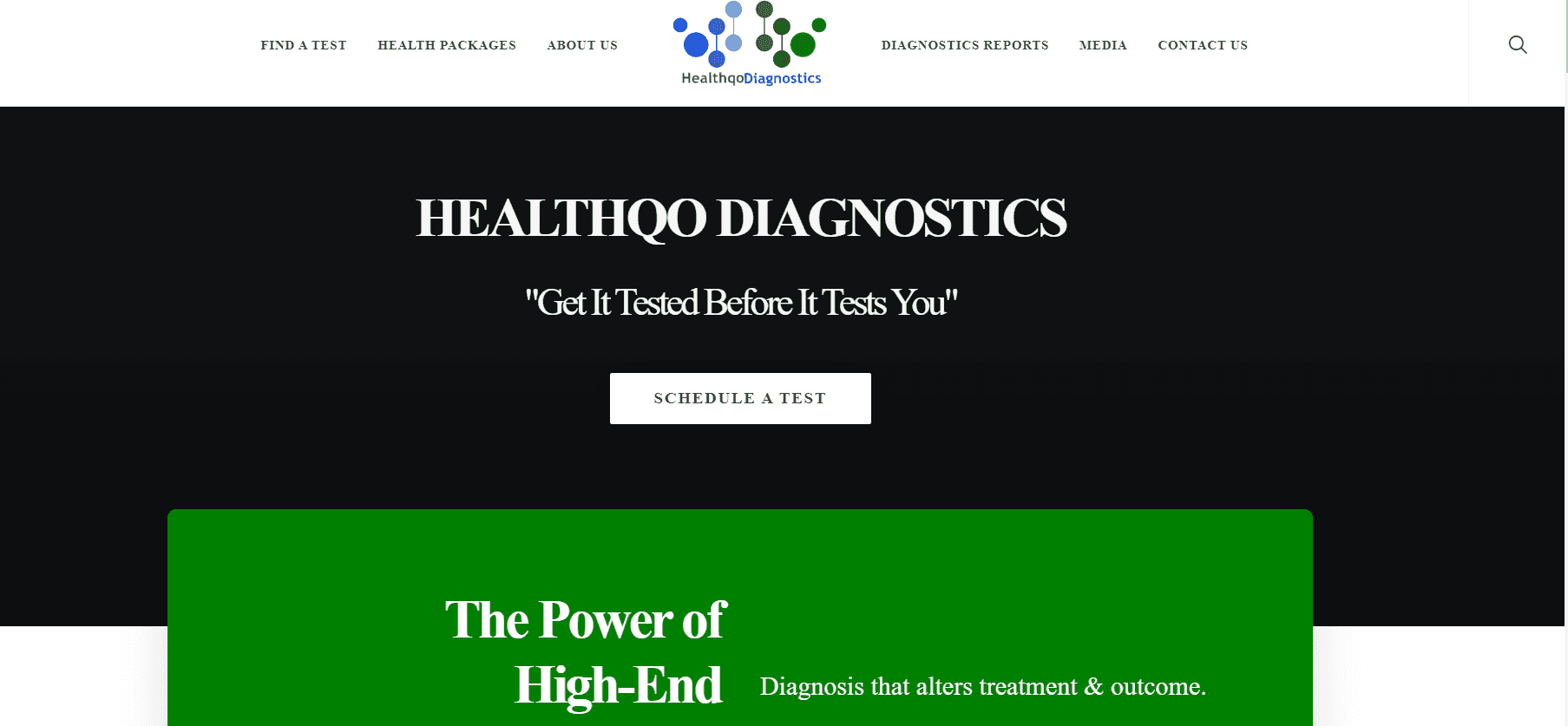 Landing Page for a health diagnostics lab