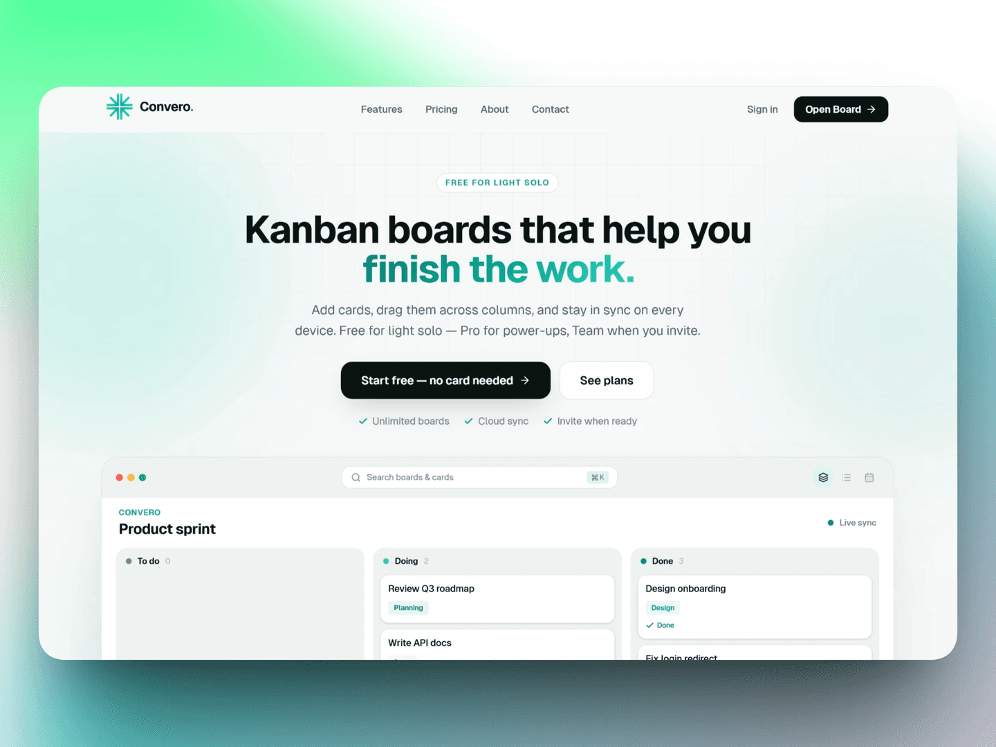 Convero - simple Kanban boards for management image 1