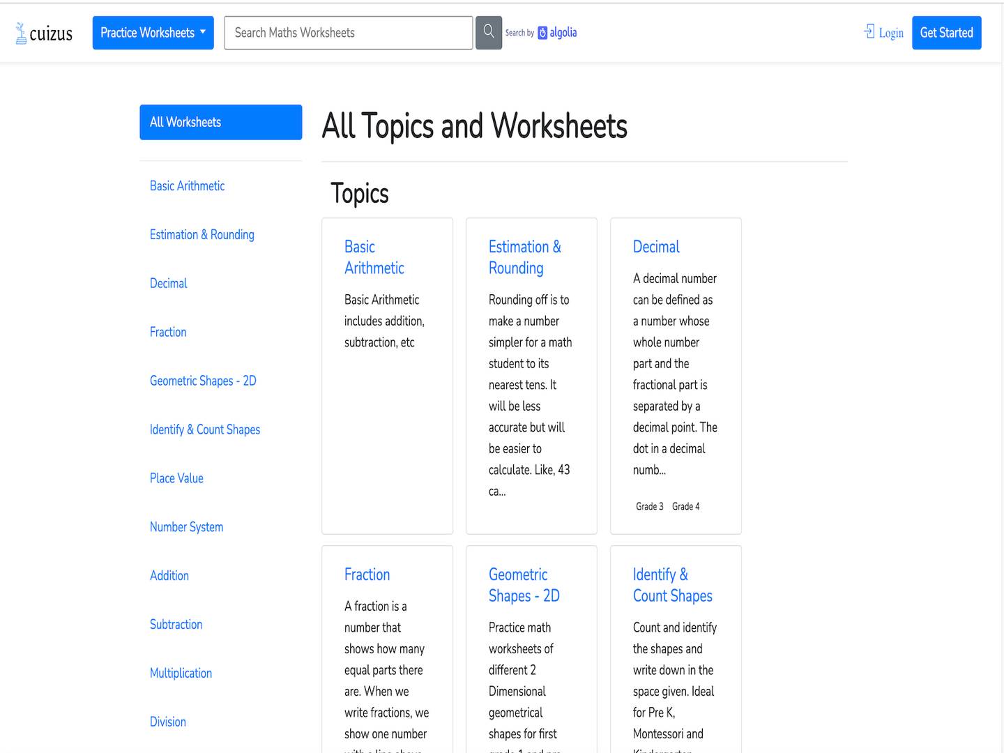 Math worksheet generator