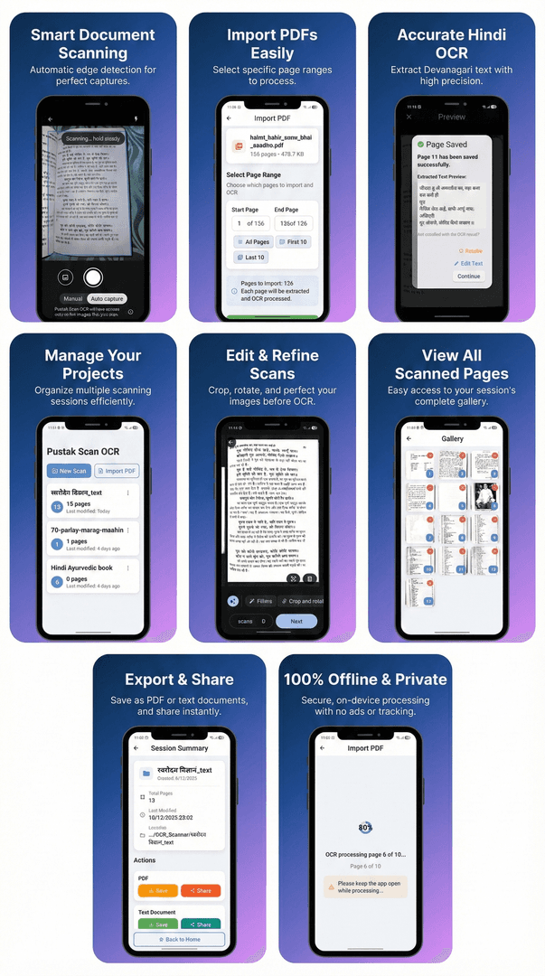 Pustak Scan - Hindi OCR + PDF/Text Export image 1
