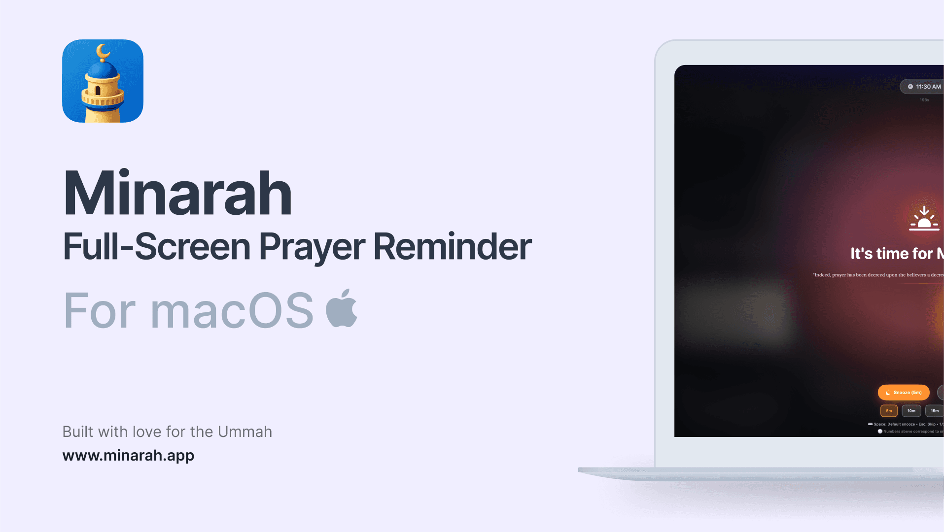 Minarah - Full Screen Prayer Reminder App image 1