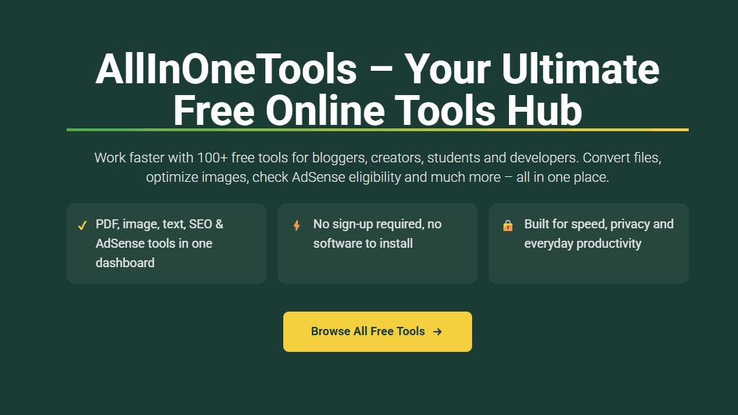 AllInOneTools — 100+ No-Signup Privacy-First image 1