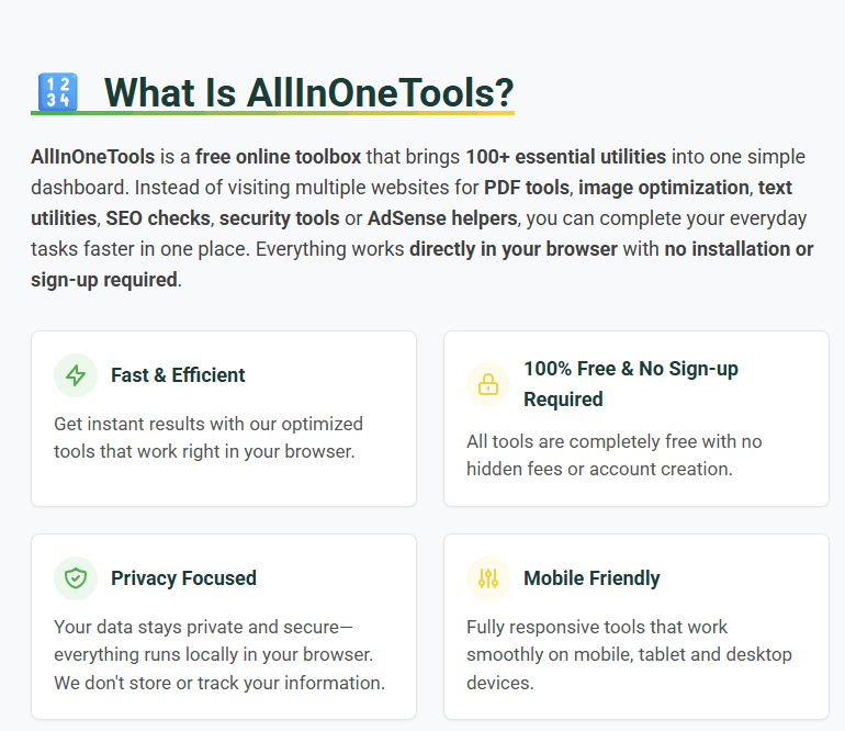 AllInOneTools — 100+ No-Signup Privacy-First image 2